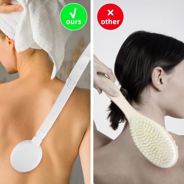 Cepillo de espalda con mango largo, 3 en 1 cepillo de baño trasero para ducharse, cepillo de espalda extraíble para hombres y mujeres, cepillo de ducha para personas mayores con movimiento limitado - Image 4