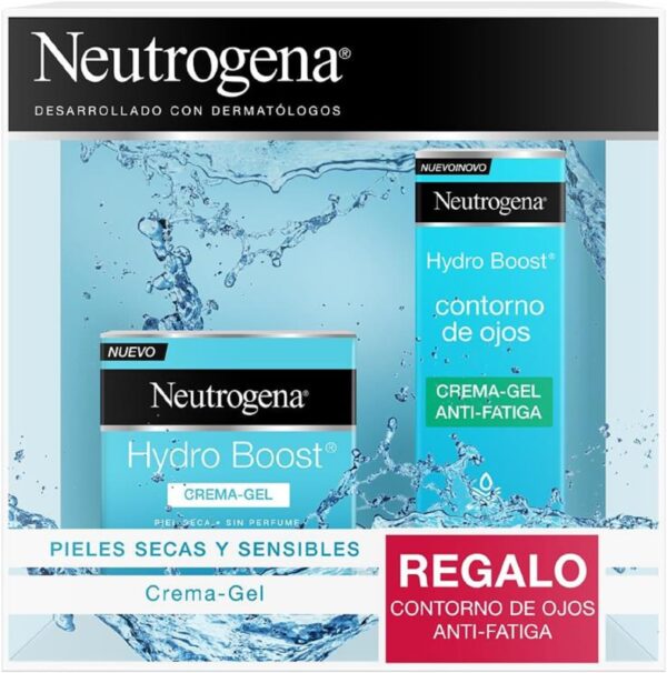 Neutrogena Rutina Hydro Boost, pack con Crema Gel Hydro Boost (50 ml) y Contorno de Ojos Anti-Fatiga (15 ml) de regalo, set de regalo para una hidratación intensa 24 horas con Ácido Hialurónico