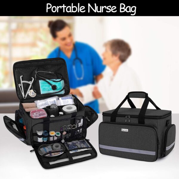 CURMIO Bolsa de Emergencias, Bolsa Médica, Botiquín de Clínica con Divisores Internos y Muchos Bolsillos, Negro - Image 7