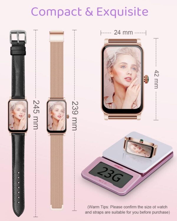 BOCLOUD Reloj Inteligente Mujer Pequeño Smartwatch Redondo para iPhone y Android, con frecuencia cardíaca/Monitor de sueño/Pantalla de Mensajes/Responder/Hacer Llamadas, rastreador de - Image 3