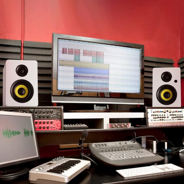 Sanyun SW206 Altavoces de estantería de Modo Dual de 80 W - Monitor de Estudio y Modo HiFi - Altavoz de Fibra de Carbono de 4 Pulgadas - Tweeter de cúpula de película de Seda de 25 núcleos – Blanco - Image 4