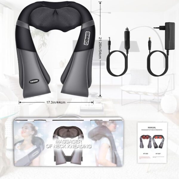 TAKRINK Masajeador Shiatsu 16 Cabezales de Masaje Integrados Masajeador de Hombros Cuello 3 Niveles de Velocidad Dirección Ajustable Relajación con Calor en Oficina Casa - Image 8