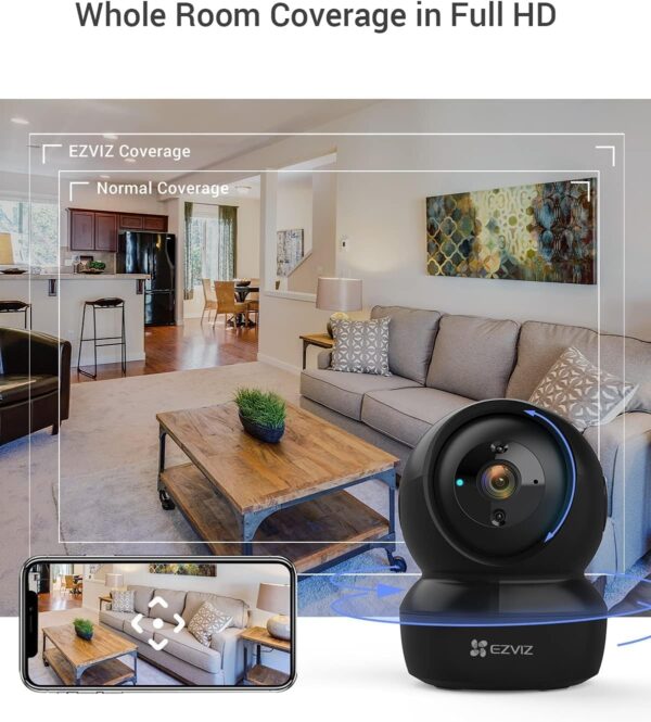 EZVIZ Cámara Vigilancia WiFi Interior 360º, 1080P Camara Vigilancia Bebe/Mascotas, Visión Nocturna, Audio Bidireccional, Detección de Movimiento, Control Remoto, Compatible con Alexa, C6N Negro - Image 3