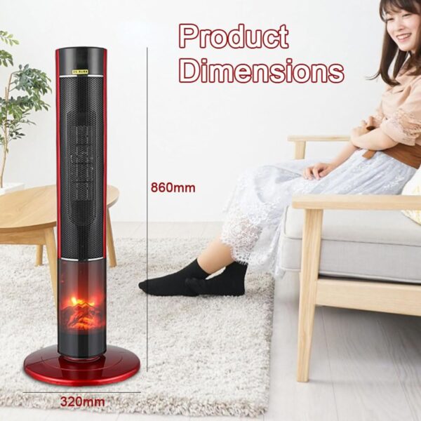 Calentador Eléctrico De Torre, Calentador Cerámico PTC De 2000w con Control Remoto Y Temporizador De 12 Horas, Calentador De Pie Oscilante De 120° para Dormitorios, Salas De Estar, Oficinas - Image 7