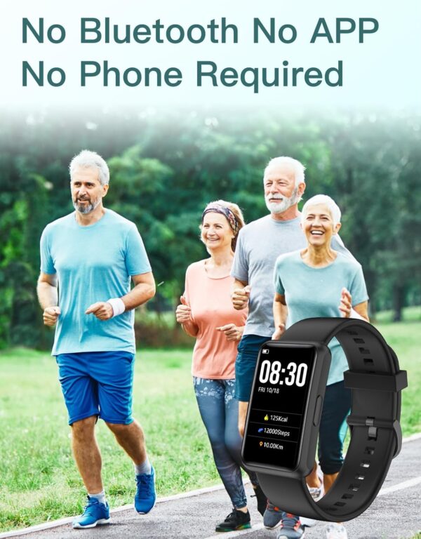 HUAKUA Smartwatch Sin Bluetooth,Sin Aplicación,Pulsera de Actividad 1.47 Pulgadas con Contador de calorías,Monitor de sueño,Despertador,Cronómetro,Impermeable IP68, Temporizador para Caminar - Image 2