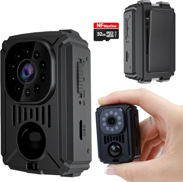 SECURITY TOYS Mini Cámara Espía Oculta, Funciona sin Internet, Camara Vigilancia HD con Visión Nocturna y Detección de Movimiento para Coche, 11 Horas de Batería, Spy CAM sin WiFi