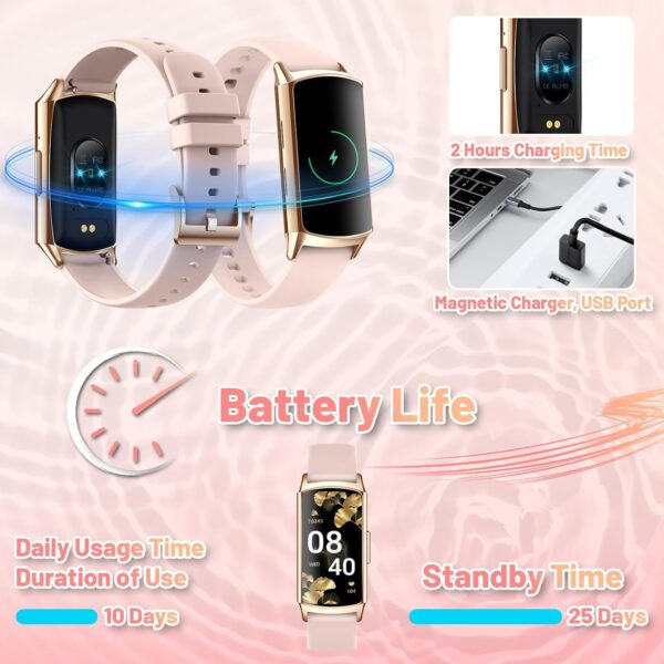 Reloj Inteligente Mujer con llamadas Bluetooth 1.58“ HD Pequeño Smartwatch Deportivo con 120+ Modos, Podómetro Impermeable Pulsómetro SpO2 Monitor Sueño, Pulsera Actividad para iOS Android Rosa - Image 3