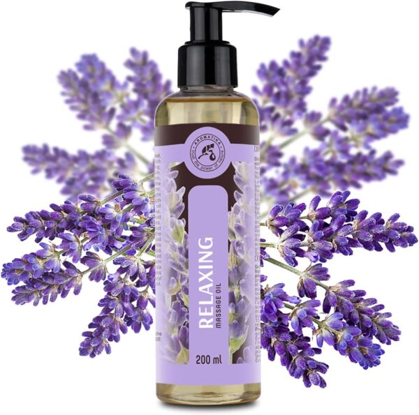 Aceite para Masajes Relajantes 200ml - Aceite de Lavanda 100% Natural - Cosméticos Naturales para Alivio del Estrés - Sueño Reparador - para el Cuidado de la Piel - Aromaterapia - Image 2