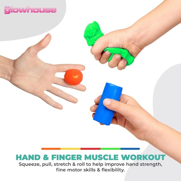 Juego de 5 masillas terapéuticas compresibles no tóxicas antiestrés de primera calidad para ejercitar las manos, 5 niveles de fuerza para adultos y niños, botes de 57 g codificados por colores - Image 5