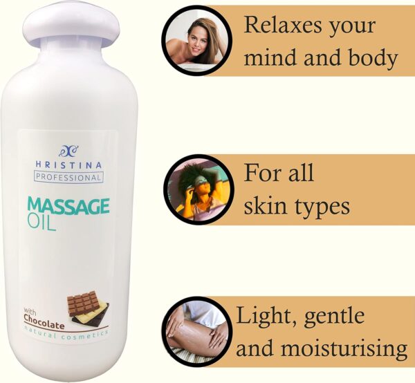 Aceite de masaje de chocolate para masaje corporal relajante y cuidado de la piel | Mezcla natural de semilla de uva, aceite de aguacate infundido con aroma de chocolate para terapia de masaje 500ml - Image 4