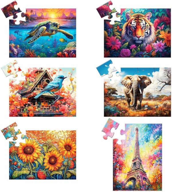 Paquete de 6 16 piezas grandes para personas mayores, rompecabezas, demencia, productos y actividades de Alzheimer, rompecabezas de Alzheimer, adultos mayores, juego cognitivo, regalo para pacientes