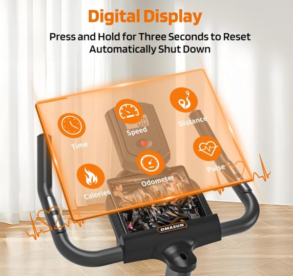 DMASUN Bicicleta estática de resistencia magnética, bicicleta de ciclismo para interiores, bicicleta de ciclismo con cómodo cojín de asiento, pantalla digital con pulso - Image 5