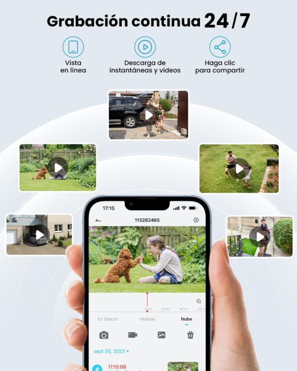 ieGeek 2K Camara Vigilancia WiFi Exterior con Eléctrico, PTZ 355°, Detección de Humano, Seguimiento Automático, Visión Nocturna Color, Alarma de Luz y Sonido, Grabación Continua, Compatible Alexa - Image 4