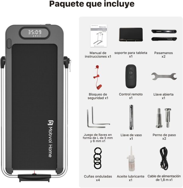 Mobvoi Home Treadmill SE Cinta de Correr Plegable 3 en 1 2.5 HP Compact Portable Under Desk Running Walking Machine con Control Remoto Pantalla LED para el hogar y la Oficina 120KG 12 KM/H - Image 9