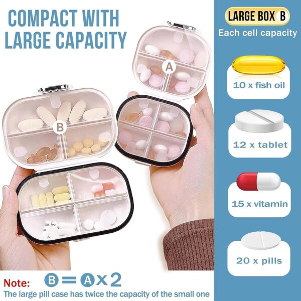 Ptyism 2 Pcs Pastillero de Viaje con Etiqueta Adhesiva，Porta Medicamentos viaje丨Pastillero Diario Portátil Para Viajes y Uso Diario - Image 2