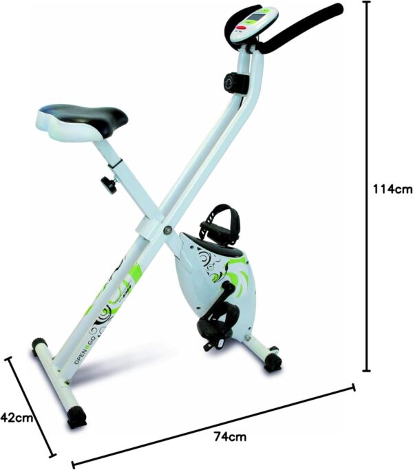 Tecnovita by BH Open&Go YF90 - Bicicleta estática plegable magnética con cómodo sillín, completo monitor LCD, 8 niveles resistencia, ruedas transporte. Bici con pedales antideslizantes. - Image 8