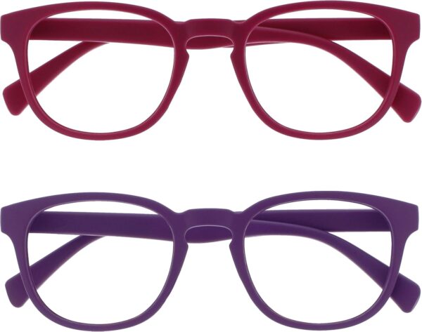 Opulize Pop Pack 2 Retro Redondo Negro Mate Suave Gris Hombres Mujeres Gafas De Lectura Bisagras Resorte RR2-17
