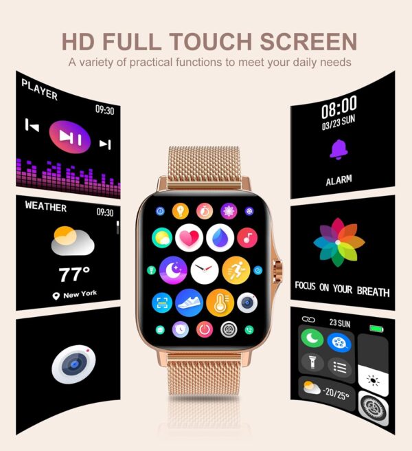 Iaret Reloj Inteligente Mujer con Llamadas,1,69" Smartwatch Mujer para Android iPhone 3 Correas, Pulsera Actividad Presión Arterial Ritmo Cardíaco Oxígeno Sanguíneo Seguimiento Menstrual Monitor Sueño - Image 6