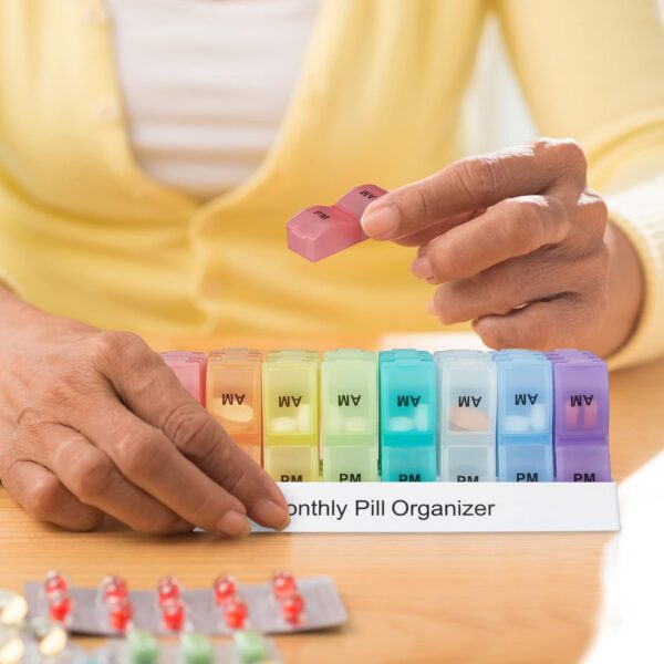 Relaxdays Pastillero Mensual, Organizador Pastillas 31 Días, Plástico sin BPA, Dosificador Medicamentos, Multicolor - Image 3