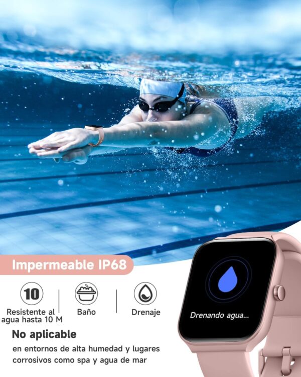 TOOBUR Reloj Inteligente Mujer, Smartwatch Alexa Incorporada 1.95" Pantalla IP68 Sumergible con Llamada, Seguimiento del Frecuencia Cardíaca/Sueño/100 Deportes para Android iOS Rosa - Image 7