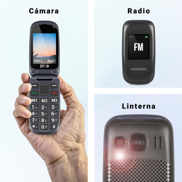 SPC Harmony - Teléfono móvil para Personas Mayores, móviles con Tapa, Teclas Grandes, Volumen Alto 96dB, Compatible con audífonos, contactos con Imagen, botón SOS, Doble Pantalla (2,4”+1,77”) - Negro - Image 6