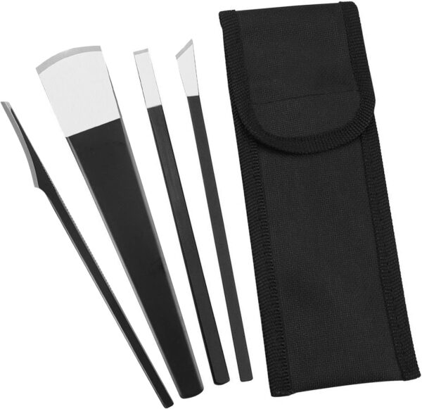 4 Piezas Acero de Alto Manganeso Kit Pedicura Profesional, Lima Pies Bisturi Podologo Cuchillas para Callos Podologia Herramientas para Callos Pies Eliminar, Verrugas Quitar, Quita Callos