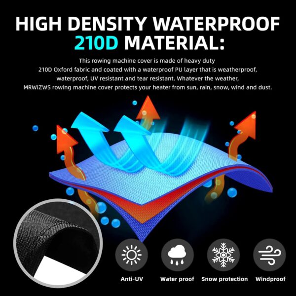 MRWiZMS Cubierta Máquina de Remo, Cubierta Protectora para MáQuina de Remo, Cubierta Protectora para Equipos de Gimnasio, Tela Oxford 210D Funda Maquina Remo, a Prueba De Polvo E Impermeable - Image 2