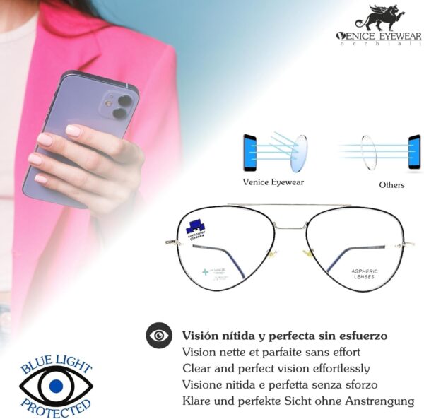 New Model Gafas de lectura con filtro bloqueo luz azul para gaming, ordenador, móvil. ULTIMA MODA Anti fatiga PILOTO unisex venice - Image 3
