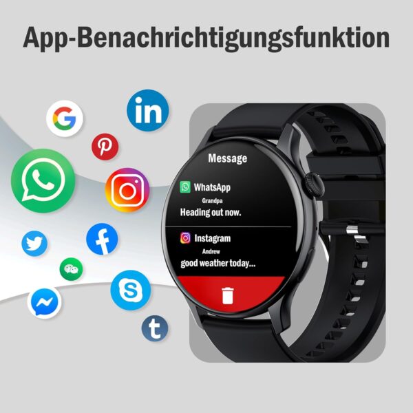 JANOLTY Reloj Inteligente Mujer Hombre con Llamada,1,43 “Pantalla AMOLED, 2 Pulseras de Reloj, Resistente al Agua IP68, Smartwatch Hombre con Presión Arterial, SpO2, Frecuencia Cardíaca,Negro - Image 8