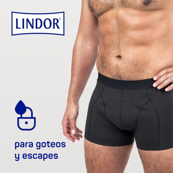 LINDOR MEN - Calzoncillos Absorbentes de Incontinencia Lavables, Boxers Protectores para Goteos y Pérdidas, Talla M, Lavables a 60° C, sin Biocidas, Oeko-Tex, Aptos para Secado en Secadora, Negro - Image 2