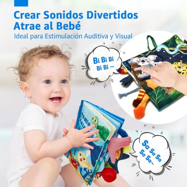 hahaland Libros Bebe Juguetes Bebes 0-3 6-12 meses 2PCS Libros de Tela Blandos para Bebes Recien Nacido Niños Educativo Juguetes Niños 1 año, Animales Libro Sensorial Suave de Actividades para Bebé - Image 4