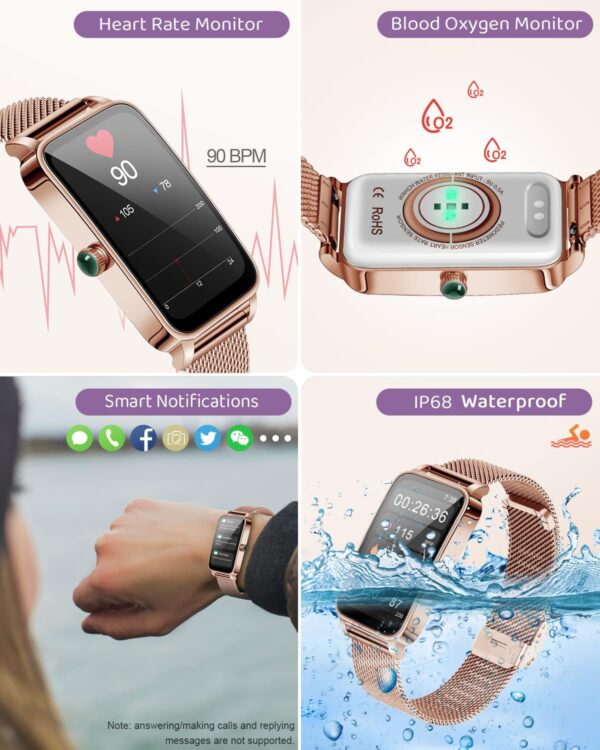 BOCLOUD Reloj Inteligente Mujer Pequeño Smartwatch Redondo para iPhone y Android, con frecuencia cardíaca/Monitor de sueño/Pantalla de Mensajes/Responder/Hacer Llamadas, rastreador de - Image 6