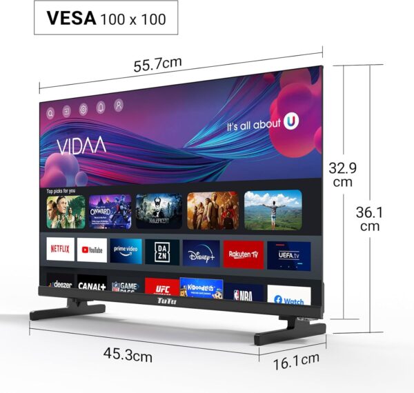 TuTu Smart TV 25 Pulgadas WiFi FHD Televisor con LED Pantalla, WLAN, App Store, Sintonizador Digital, Prime Video, Netflix, Youtube, DAZN, Disney+, Pluto TV y Más (TUV25FQ1B, 2024) - Image 4