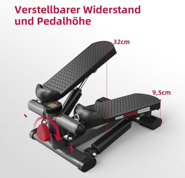 JASPORT ST1 Mini Stepper para el hogar 2 en 1 con Power Ropes, pantalla LCD, resistencia ajustable, entrenamiento de piernas y brazos, silencioso y compacto, carga máxima de 100 kg - Image 5