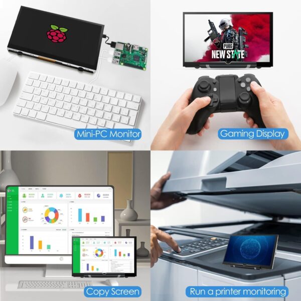 HMTECH Pantalla Raspberry Pi de 7 Pulgadas 800x480 HDMI Monitor portátil Pantalla LCD IPS para Raspberry Pi 4/3/2/Zero/B/B+ Win10/8/7 (No táctil) - Image 6