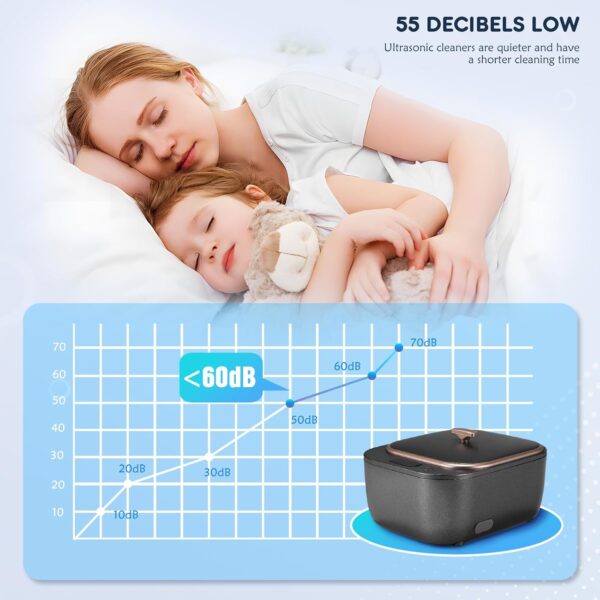 Limpiador ultrasónico de 48 Khz, dispositivo de limpieza dental ultrasónica de 250 ml, dispositivo de limpieza ultrasónica UV para prótesis dentales, alineadores, dispositivos de retención, joyas - Image 4