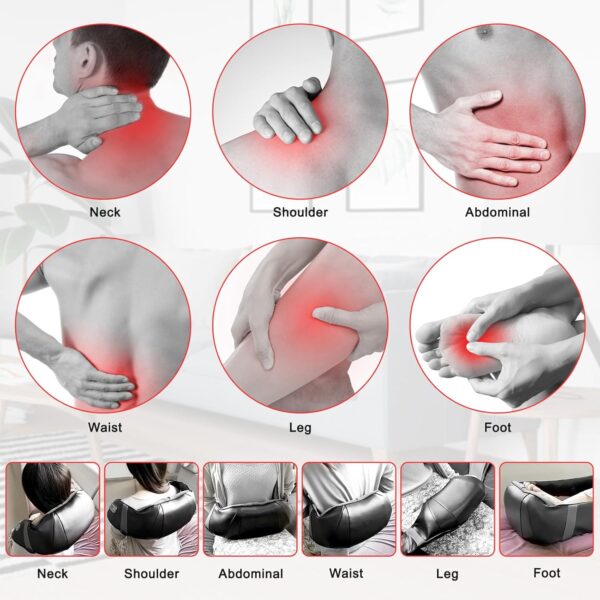 TAKRINK Masajeador Shiatsu 16 Cabezales de Masaje Integrados Masajeador de Hombros Cuello 3 Niveles de Velocidad Dirección Ajustable Relajación con Calor en Oficina Casa - Image 5