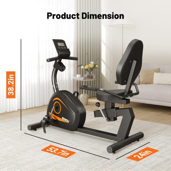 Goimu Bicicleta estática reclinada, bicicleta de resistencia magnética con asiento ajustable, bicicleta de ciclismo para interiores, bicicleta de fitness estacionaria para adultos mayores, resistencia - Image 8