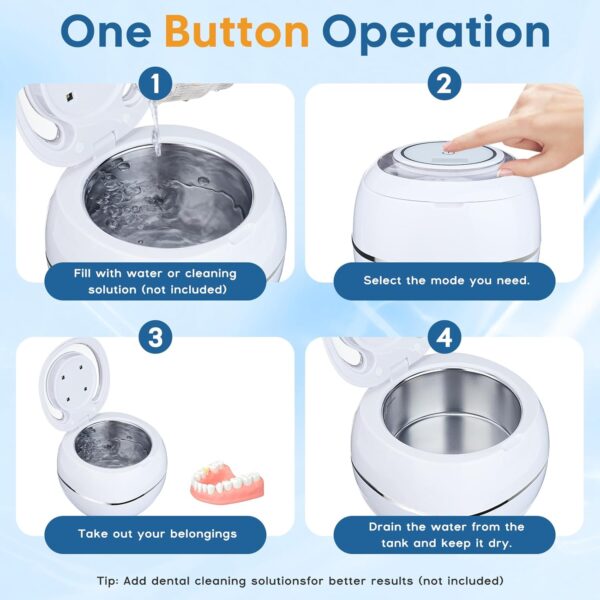 Coikes Limpiador Ultrasonidos Dental Limpieza 42KHz Limpiador Ultrasónico UV para Dentaduras Postizas, Alineador, Retenedor Joyería De La Máquina De Limpieza Para Joyas y Todos los Aparatos Dentales - Image 5