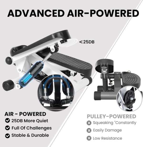 Stepper de Fitness para Entrenamiento en Casa | Stepper de Bajo Impacto con Bandas de Resistencia o Manillar | Ejercicio de Cuerpo Completo en Casa o Gym | Entrenamiento Cardio y Tonificación Muscular - Image 5