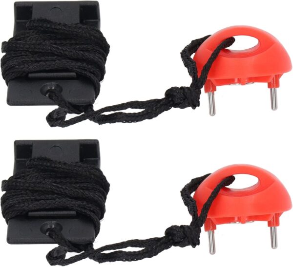 Lwuey Llave de Seguridad para Máquina Correr, Roja Universal Cintas Interruptores Treadmill Detenerse Compatible Safety Key Magnético Emergencia Bloqueo Cuerda Reemplazo Clavijas Rectangular 2Piezas