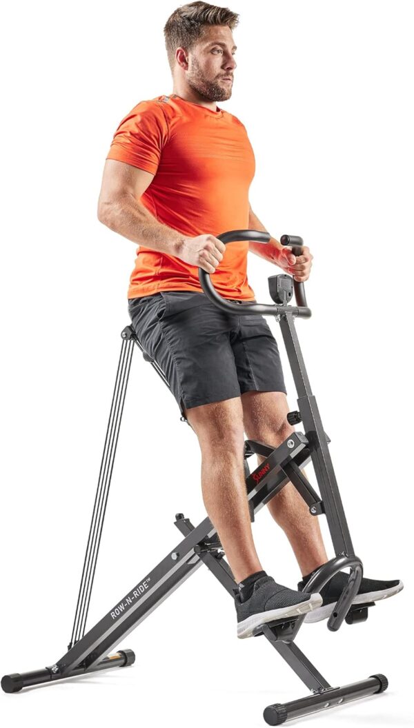 Sunny Health & Fitness Row-N-Ride Plus, máquina de Sentadillas asistidas de Alta Resistencia, Resistencia Ajustable y Asiento Acolchado Grueso - NO. 077PLUS