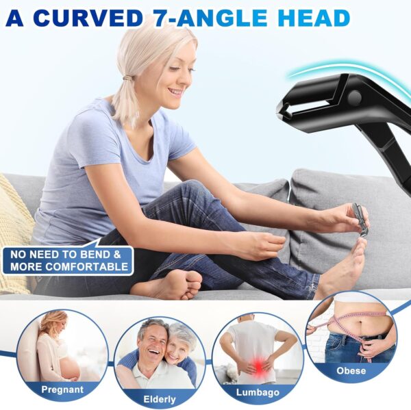 Cortaúñas en ángulo para uñas gruesas, regalos de Navidad para hombres, 16 mm de ancho, cortaúñas para personas mayores, regalos secretos de Navidad para papá, cortaúñas alemanes resistentes (negro y - Image 2
