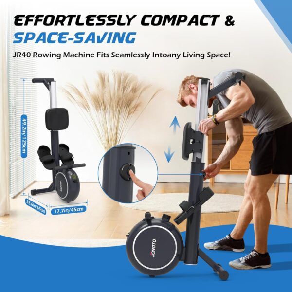 JOROTO Maquina de Remo para Casa, Resistencia Magnética, Riel Retráctil de Aluminio, Capacidad Máxima 140 KG con Función Bluetooth, Remo Fitness Silenciosa para Uso Doméstico - Image 6