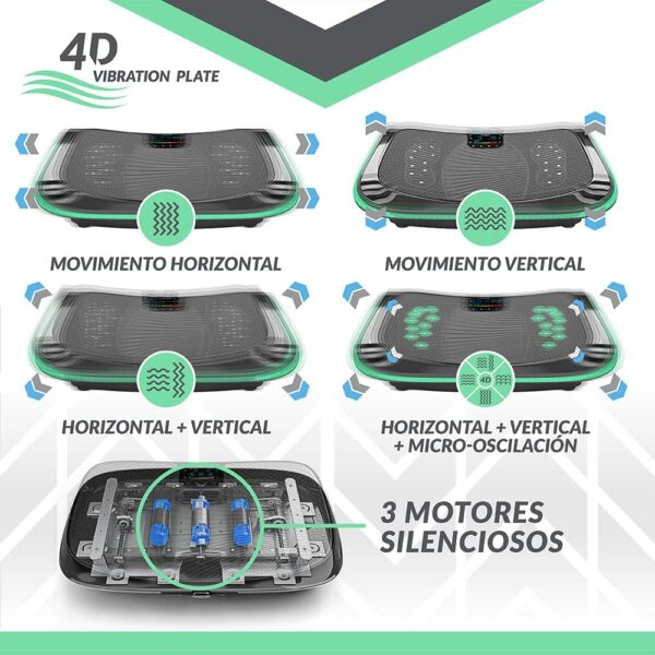 Bluefin Plataforma Vibratoria de Fitness con Triple Motor 4D | Masaje de Terapia Magnética I Altavoces Bluetooth 4.0 (Negro) - Image 4
