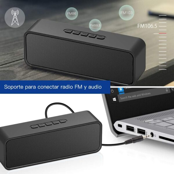 Sonkir Altavoz Bluetooth portátil, Altavoz inalámbrico Bluetooth 5.0 con Graves estéreo 3D Hi-Fi, batería incorporada de 1500 mAh, Tiempo de reproducción 12H (Negro) - Image 7
