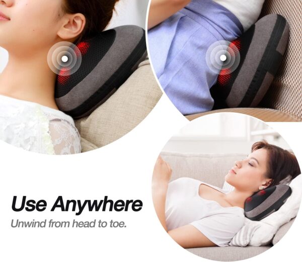 Masajeador Eléctrico, Masajeador de Espalda con Función de Calor e Rotación 3D Masaje, para cuello espalda hombro piernas, hogar y oficina, los mejores regalos para papá/mamá/hombres/mujeres - Image 5
