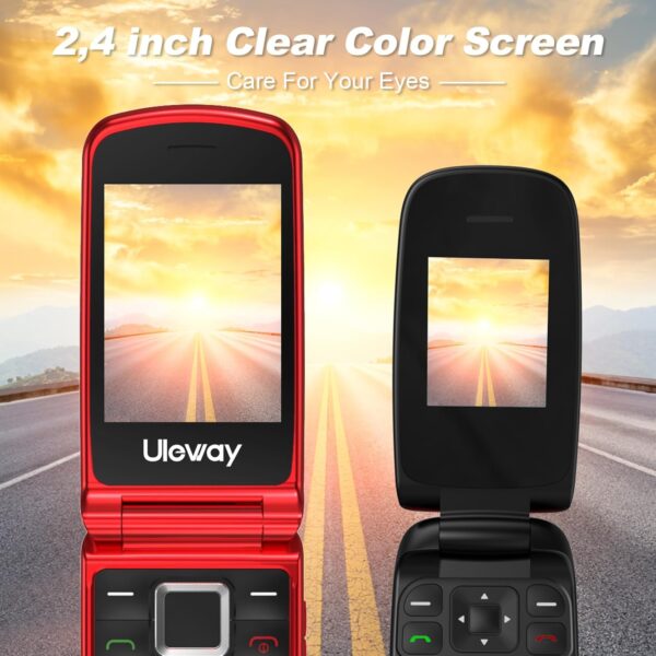 uleway simple mobile Teléfono Móvil para Mayores, con Tapa de Teclas Grandes, Botón SOS, Pantalla de 2,4 Pulgadas, Llamada Rápida, Sonido Fuerte de Radio, 1000mAh Batería, Fácil Uso para Ancianos - Image 5