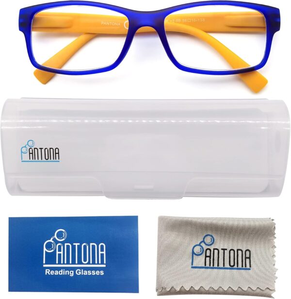 PANTONA Pack 3 Gafas de Lectura Modernas para Hombres y Mujeres, Gafas Presbicia Vista Cansada Montura Rectangular. Color: Negro Rojo Azul. - Image 4