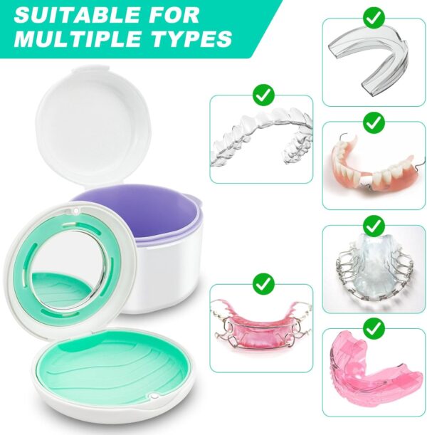 ADNEWX 2 Caja Ferula Dental, Portátil Caja Aparato Dental con Espejo, Cepillo de Dientes, Herramienta de Extracción para Dentaduras Postizas, Cuidado de Aparatos Ortopédicos, Almacenamiento - Image 7